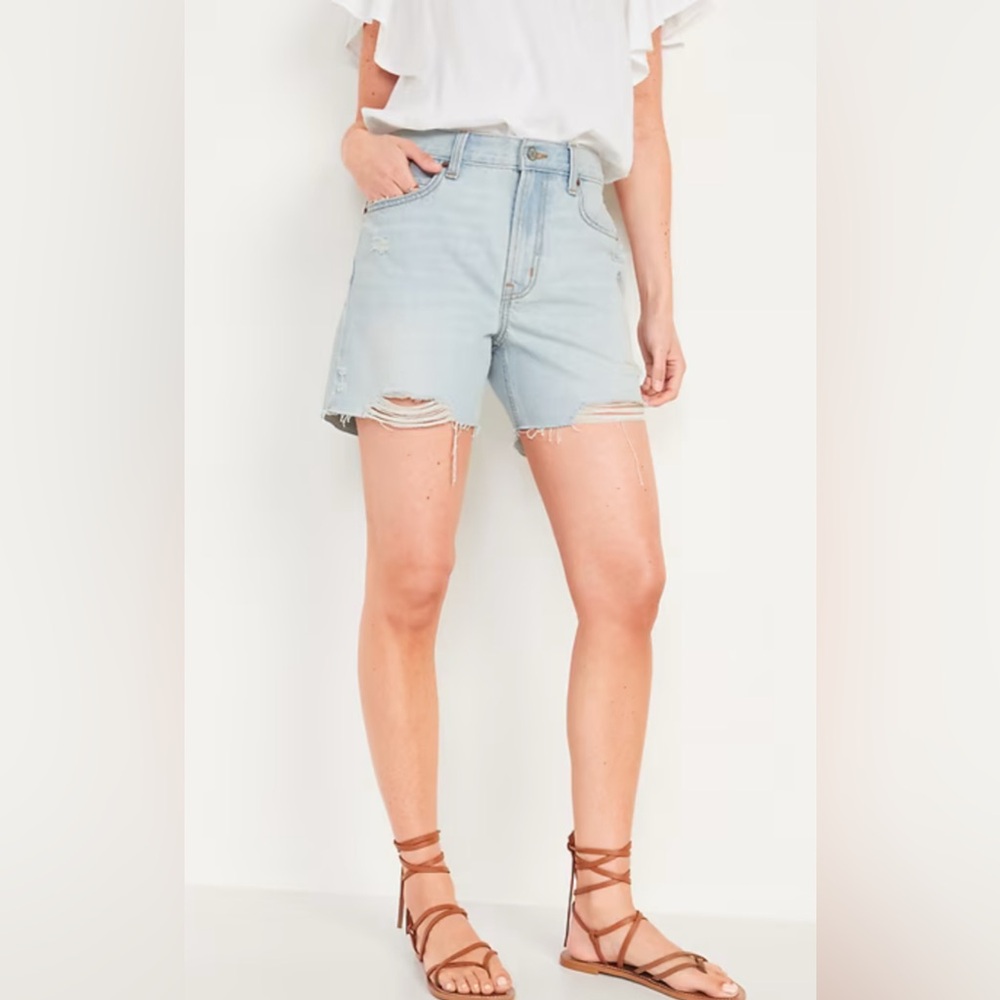 Light Blue Distressed Denim Shorts